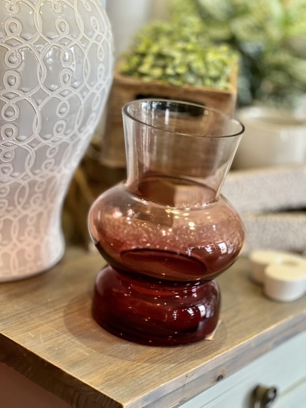 Elise Blush Pink Ombre Glass Vase Village Gift Company